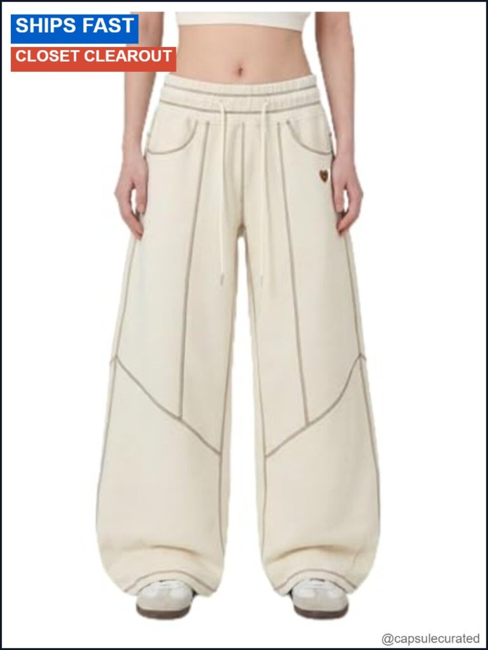 High Waisted Barrel Leg Sweatpants Wide Leg Drawstring